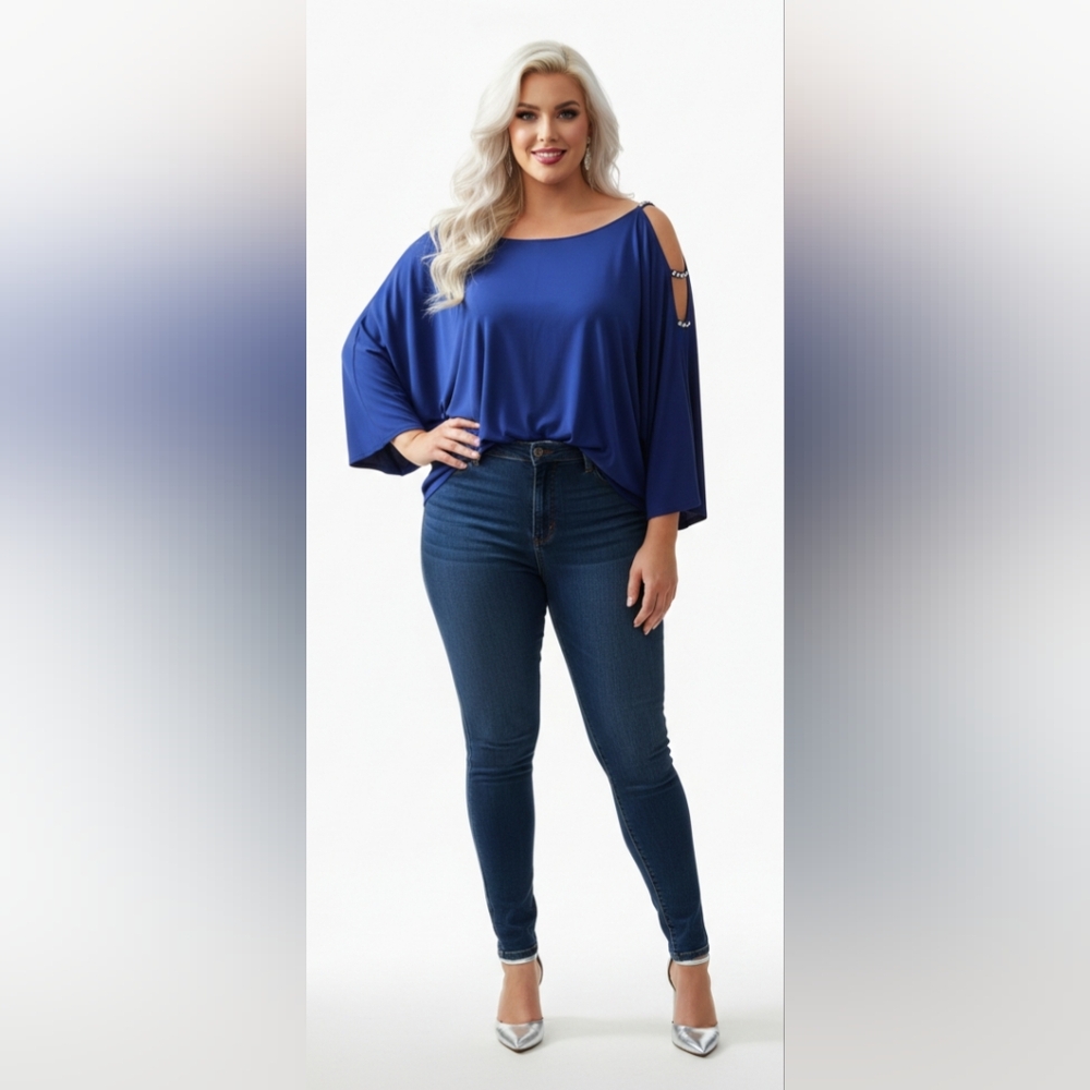 INC International Concepts Royal Blue Blouse 3X
